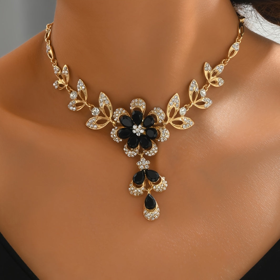 Luxury Floral Necklace & Earring Set – 2-Piece Elegant Jewelry
