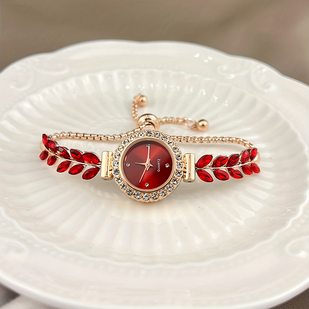 Quartz Watch for Women - Adjustable Analog Wrist, Vintage Elegant Baroque Rhinestone