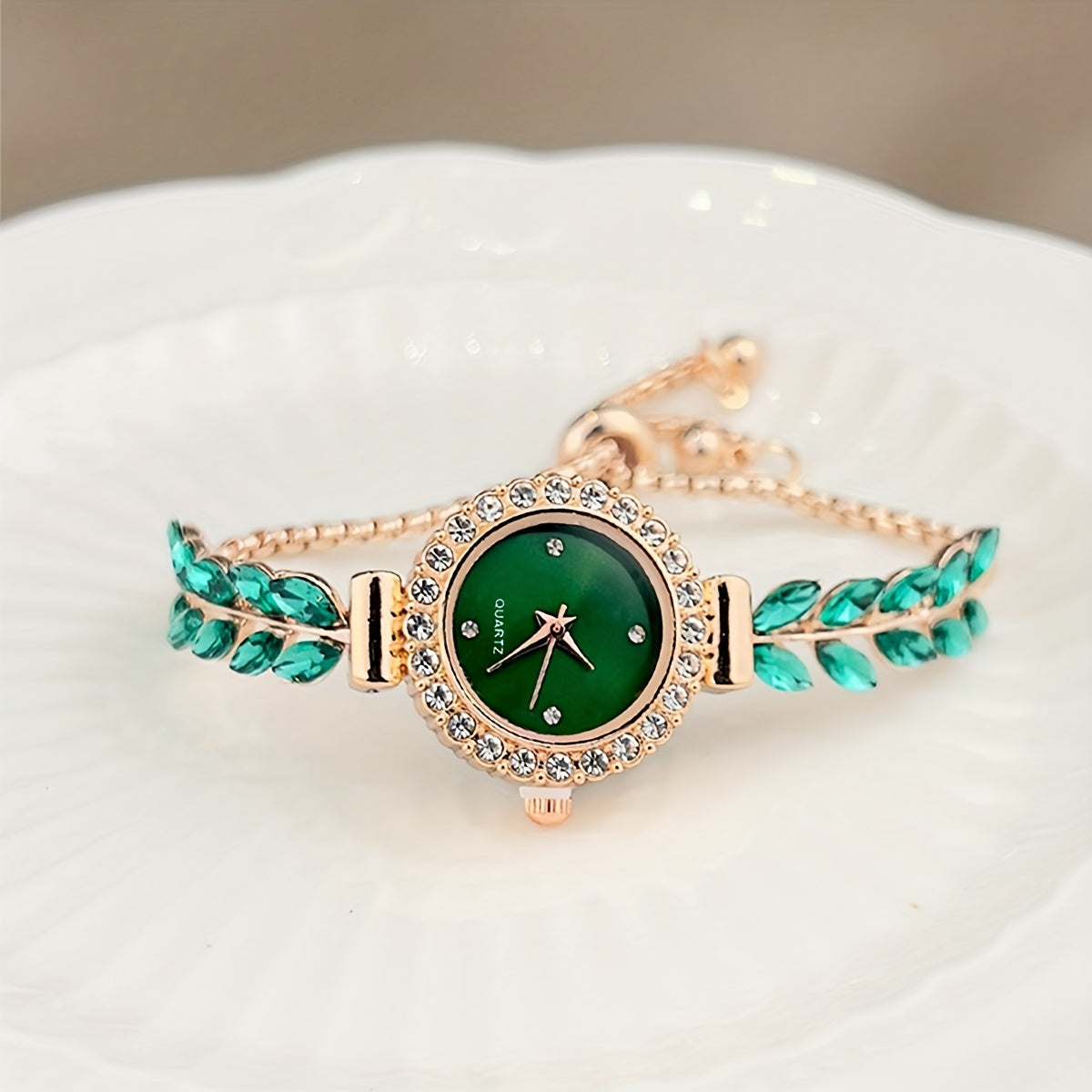 Quartz Watch for Women - Adjustable Analog Wrist, Vintage Elegant Baroque Rhinestone