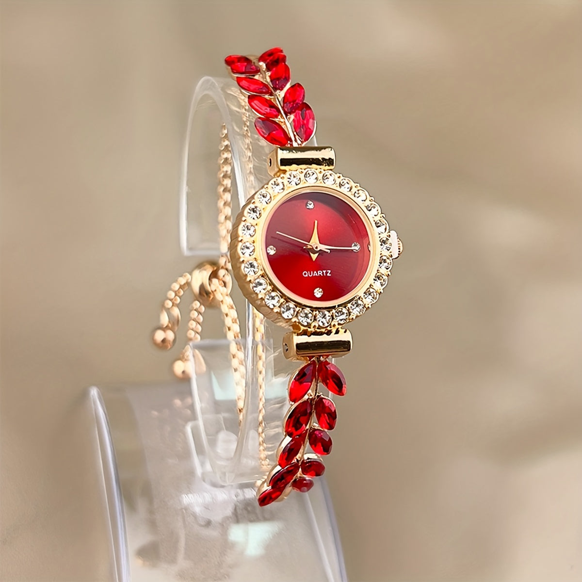Quartz Watch for Women - Adjustable Analog Wrist, Vintage Elegant Baroque Rhinestone