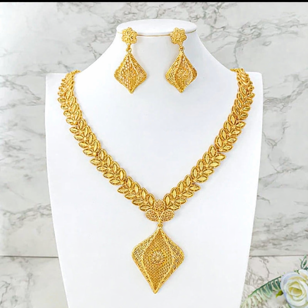 Luxury Gold Necklace & Earrings Set – Elegant Dubai Style Jewelry for Women