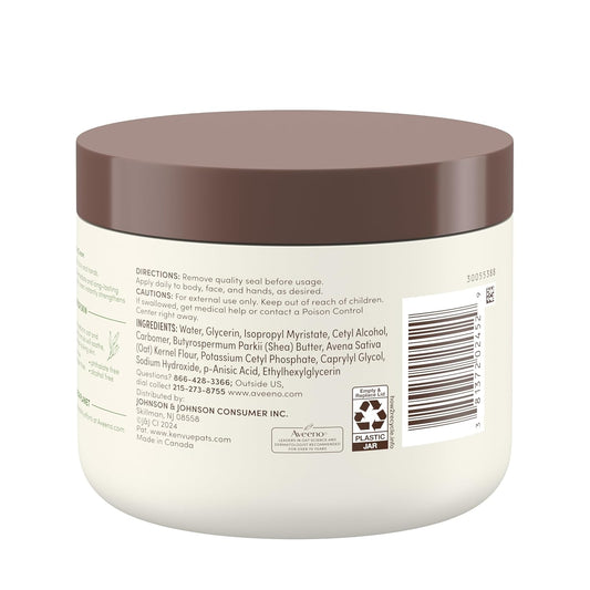 Aveeno Daily Moisturizing Cream with Prebiotic Oat & Shea Butter for Body, Face & Hands Moisturizer Cream, Hydrates Normal to Dry, Sensitive Skin for 48 Hours, Fragrance Free, Non-Comedogenic, 20 oz