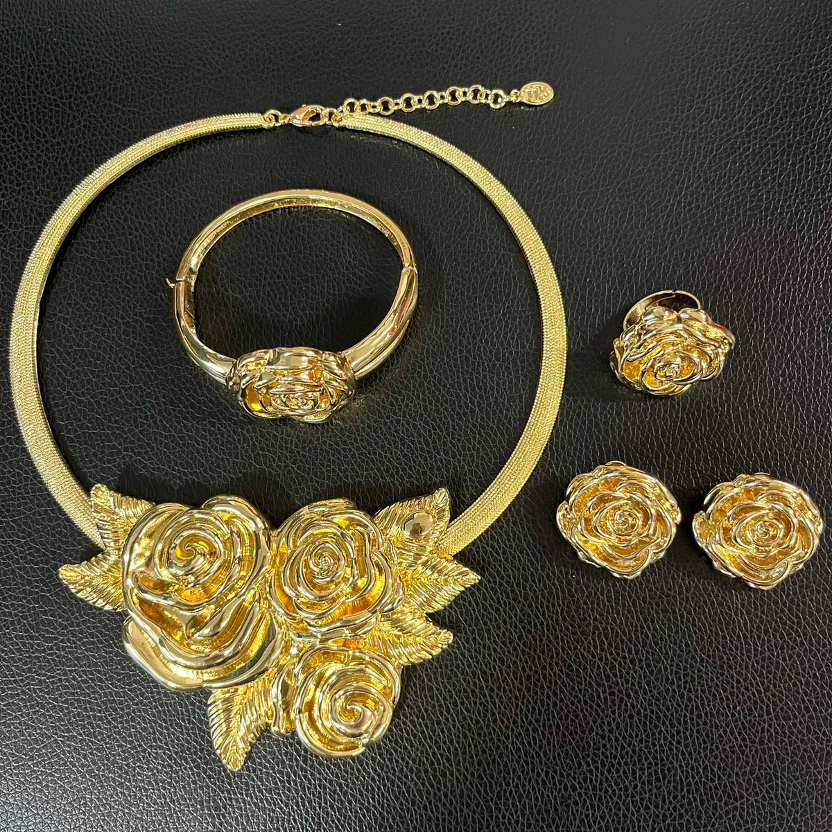 Luxury Gold Rose Bridal Jewelry Set