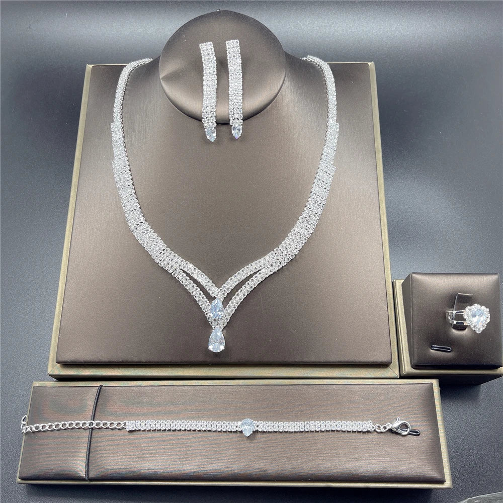 ✨ Luxury Crystal Bridal Jewelry Set – 4 Pieces ✨
