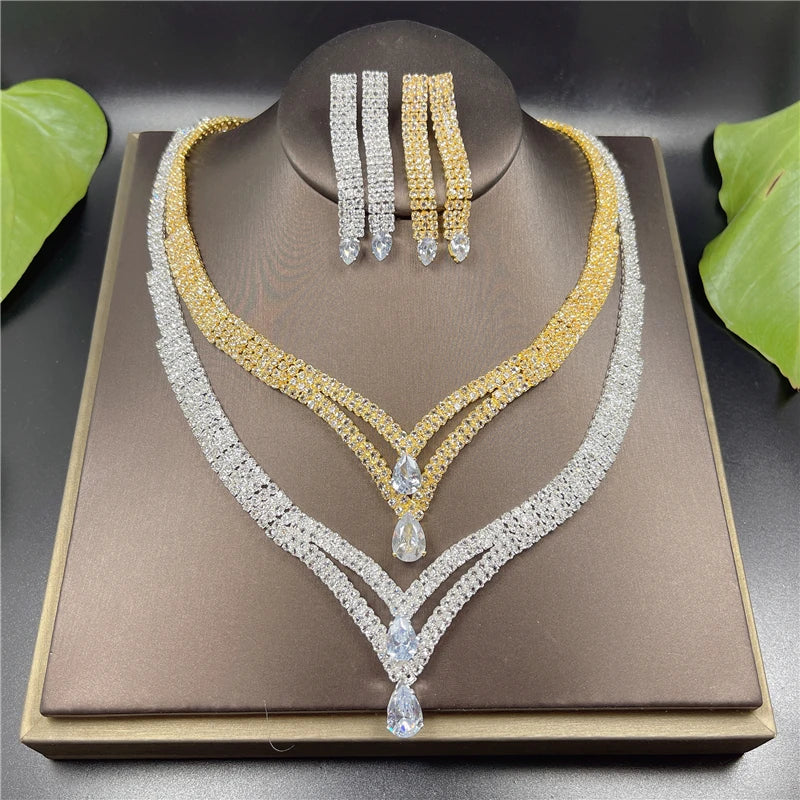 ✨ Luxury Crystal Bridal Jewelry Set – 4 Pieces ✨