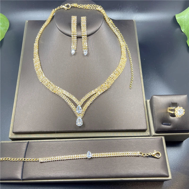✨ Luxury Crystal Bridal Jewelry Set – 4 Pieces ✨