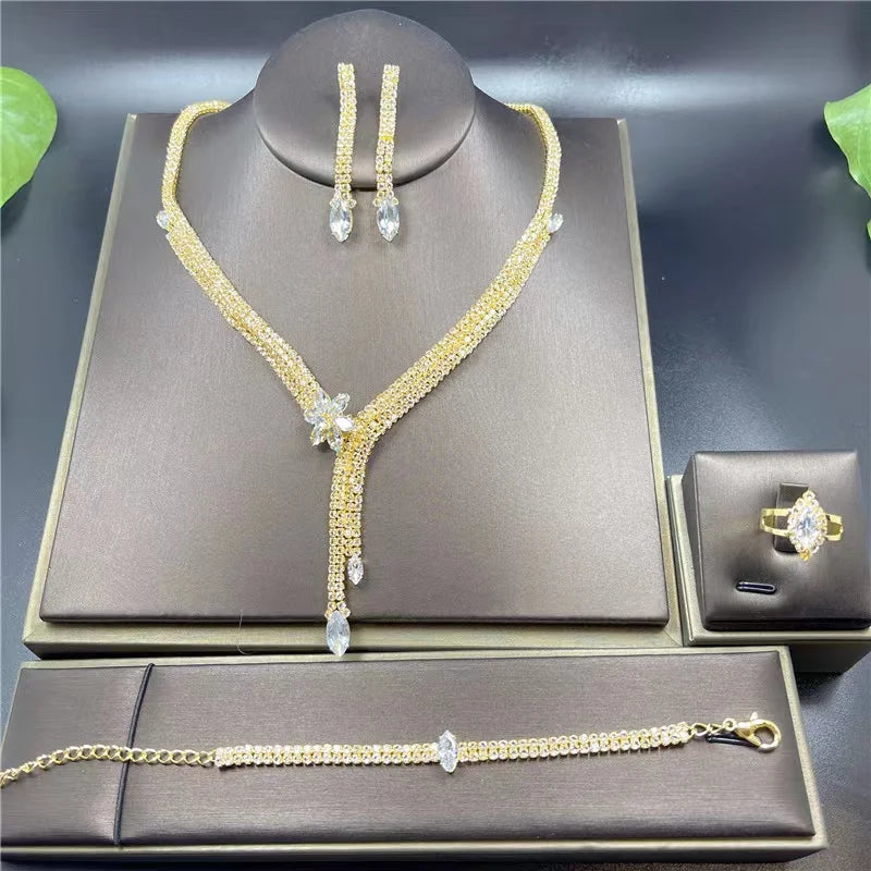 ✨ Luxury Crystal Bridal Jewelry Set – 4 Pieces ✨