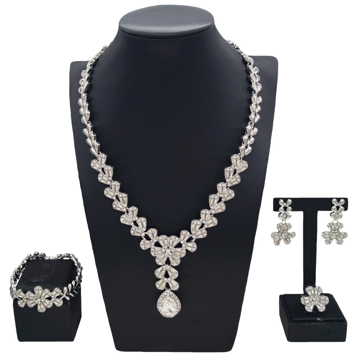 Luxury Gold-Plated Jewelry Set – Necklace, Bracelet, Earrings & Ring Set for Women