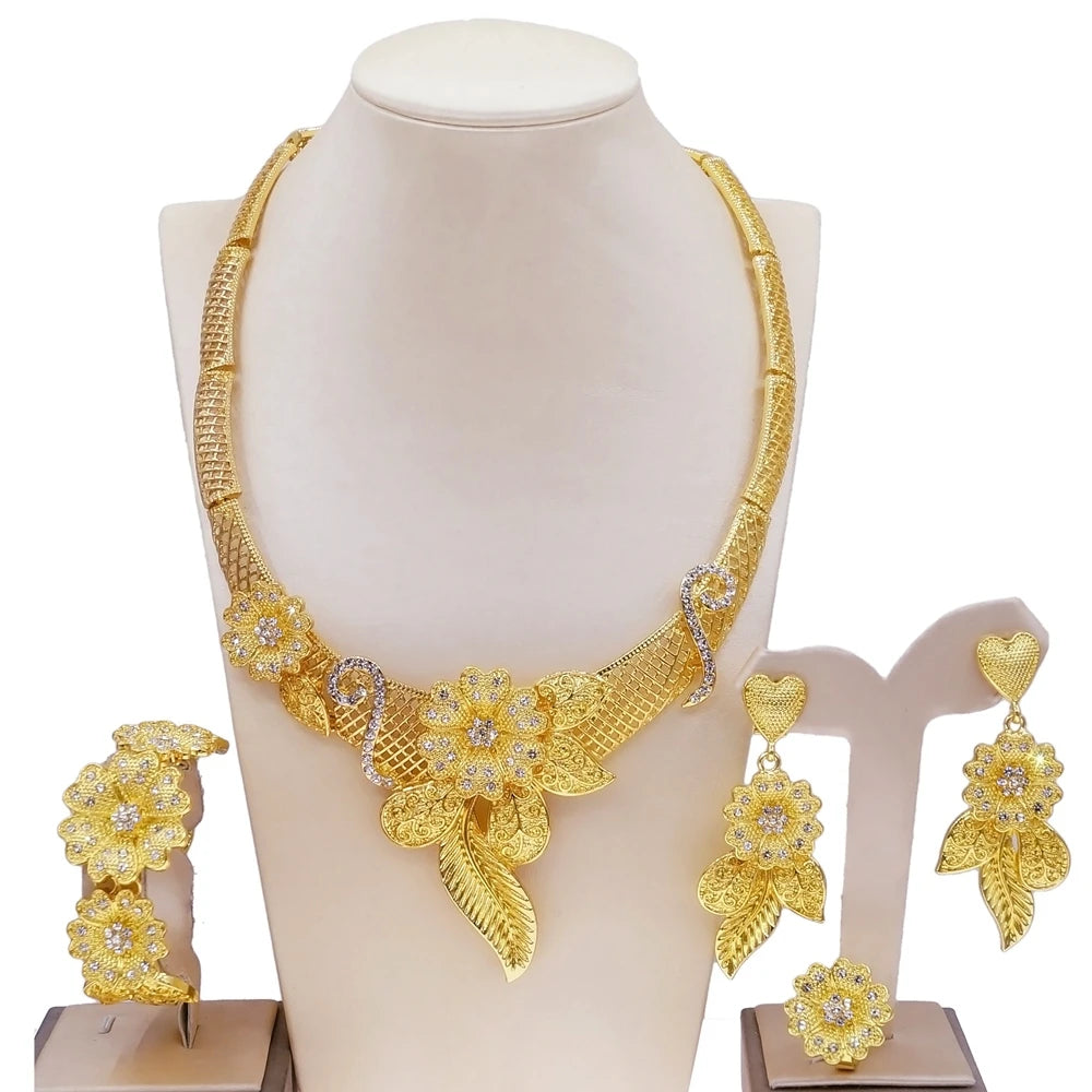 4-Piece Luxury Statement Jewelry Set – Necklace, Earrings, Bracelet & Ring