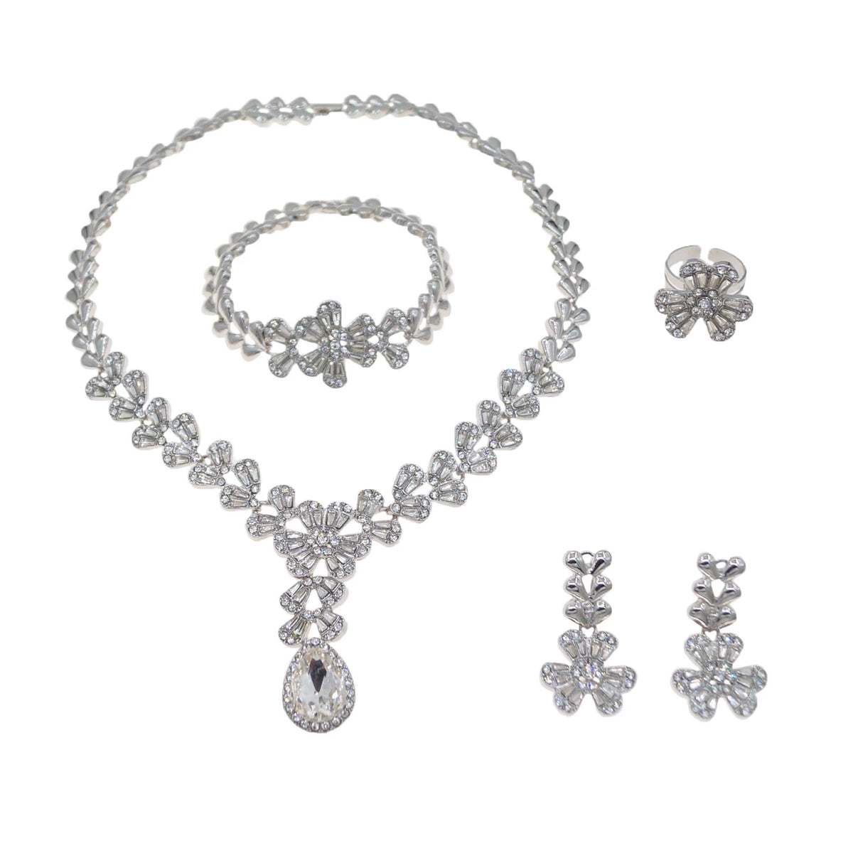 Luxury Gold-Plated Jewelry Set – Necklace, Bracelet, Earrings & Ring Set for Women