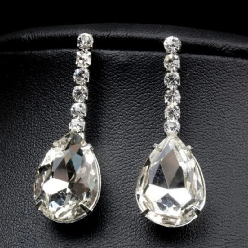 Luxury Crystal Bridal Jewelry Set – Water Drop Necklace & Earrings Wedding Set