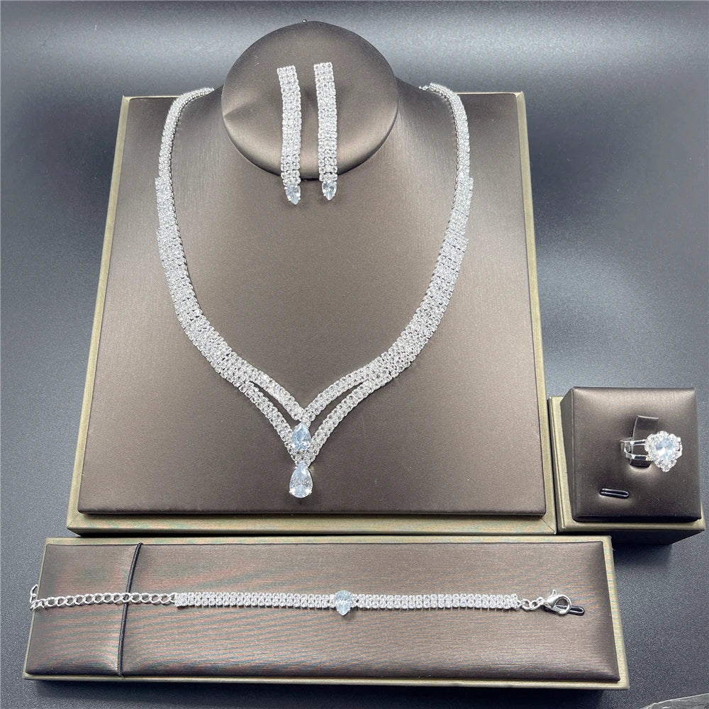 ✨ Luxury Crystal Bridal Jewelry Set – 4 Pieces ✨