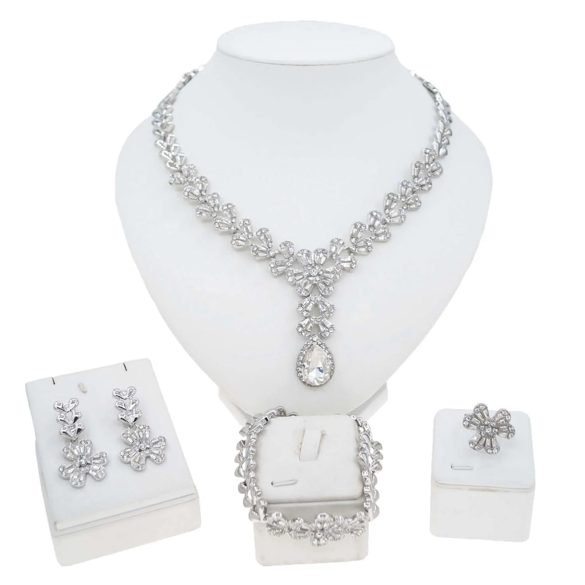 Luxury Gold-Plated Jewelry Set – Necklace, Bracelet, Earrings & Ring Set for Women