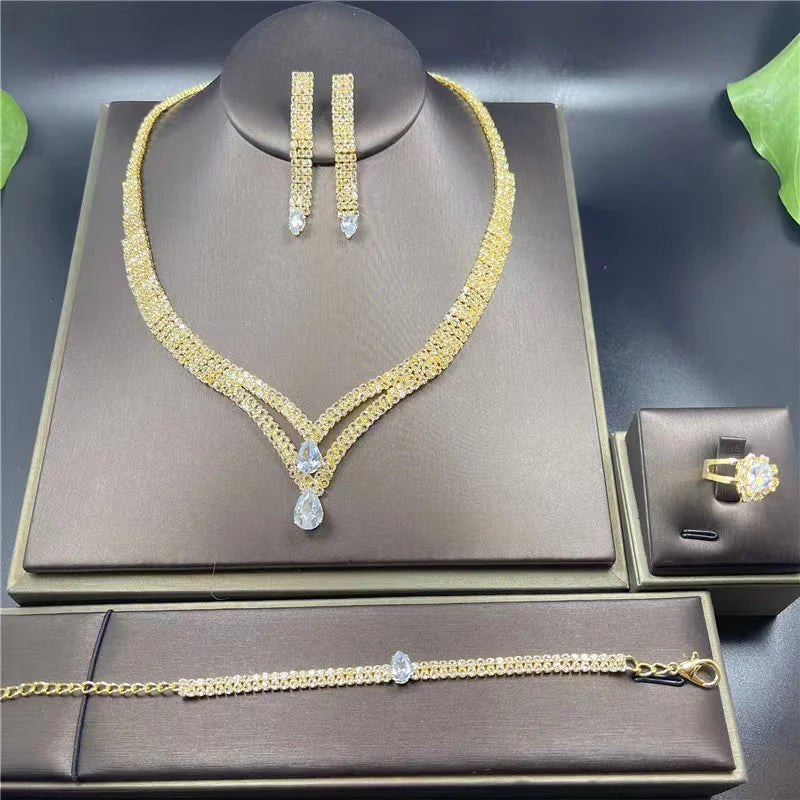 ✨ Luxury Crystal Bridal Jewelry Set – 4 Pieces ✨