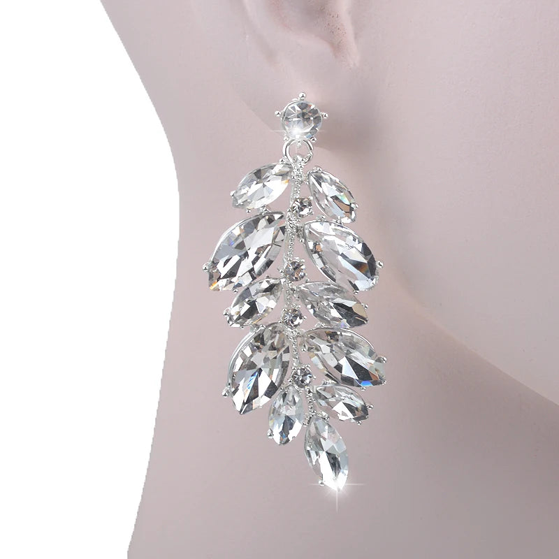 Luxury Dubai Style Wedding Jewelry Set – Rhinestone Crystal Bridal Necklace & Earrings