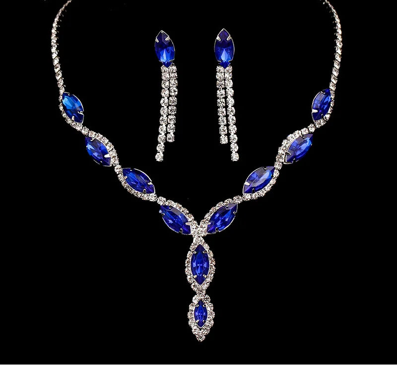 Luxury Pink Crystal Jewelry Set – Necklace & Earrings Bridal Set