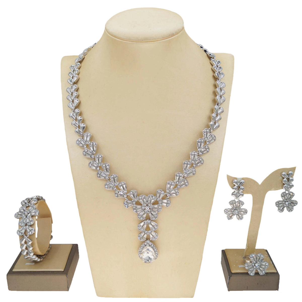Luxury Gold-Plated Jewelry Set – Necklace, Bracelet, Earrings & Ring Set for Women