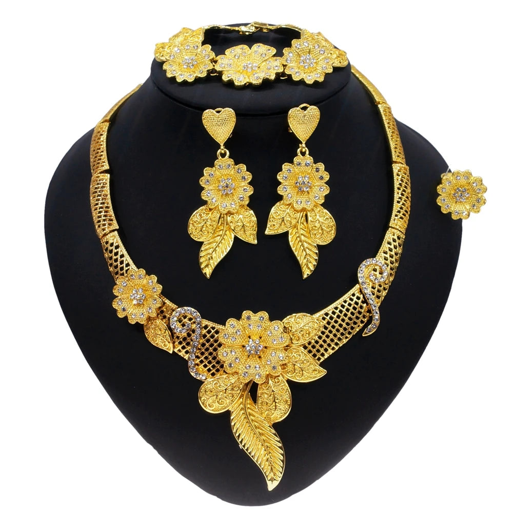 4-Piece Luxury Statement Jewelry Set – Necklace, Earrings, Bracelet & Ring
