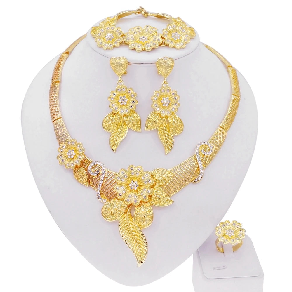 4-Piece Luxury Statement Jewelry Set – Necklace, Earrings, Bracelet & Ring