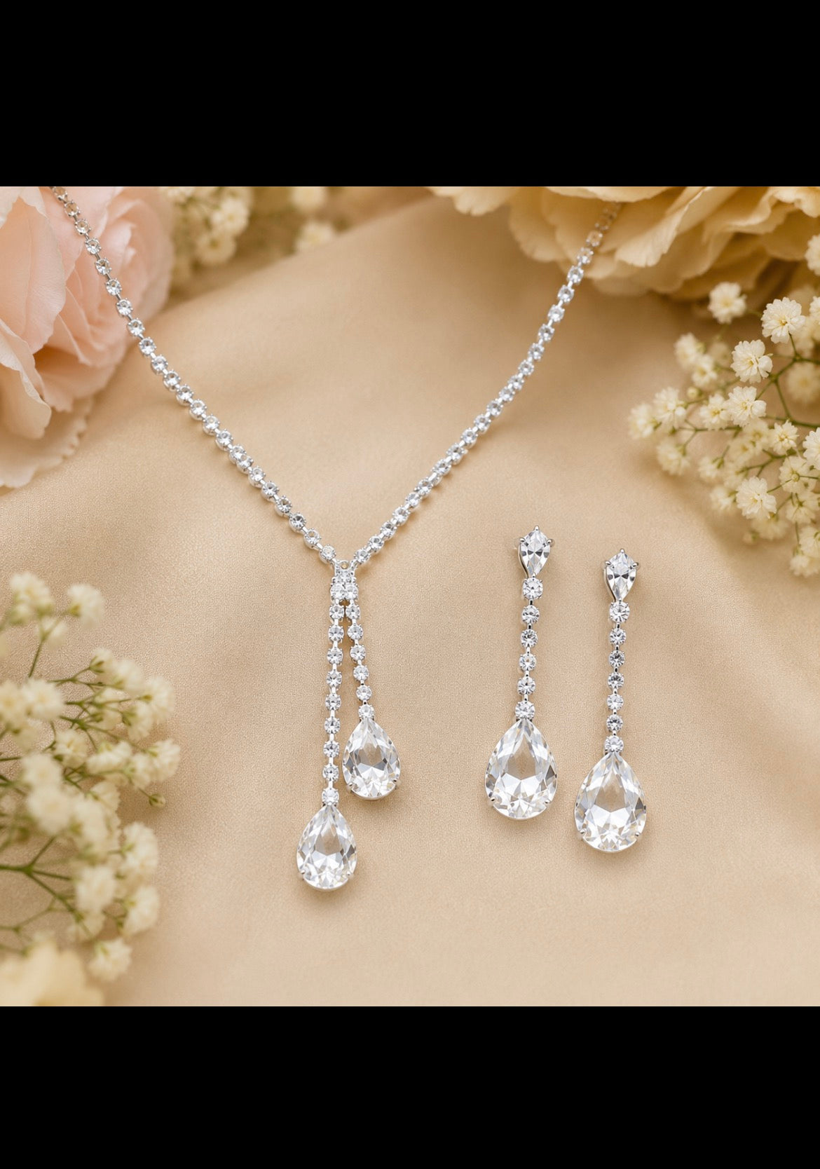 Luxury Crystal Bridal Jewelry Set – Water Drop Necklace & Earrings Wedding Set