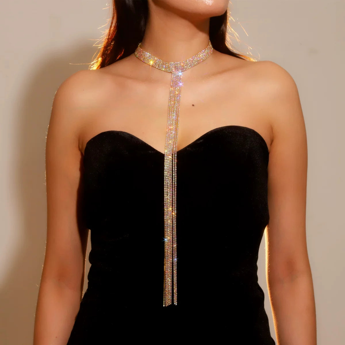 Luxury Rhinestone Necklace & Earrings Set – 2 Pieces Sparkling Jewelry Set for Women