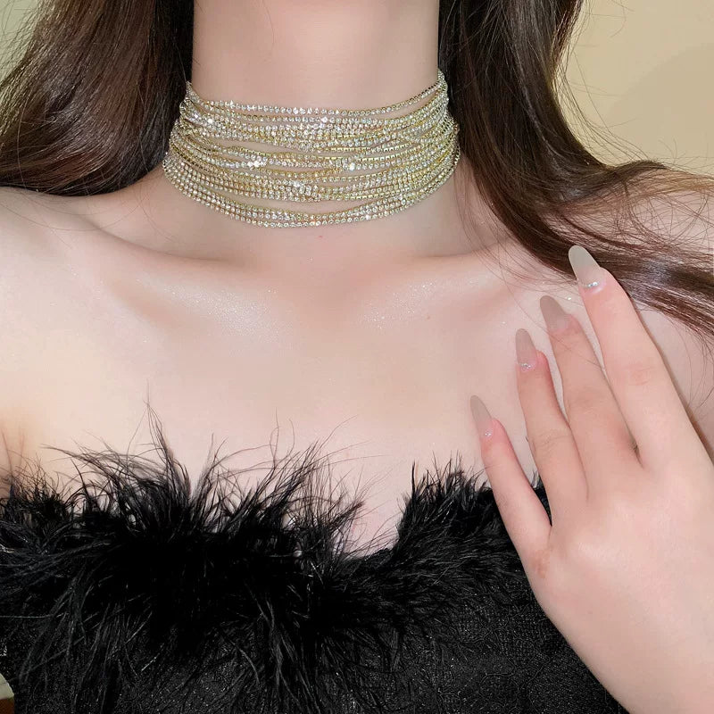Luxury Rhinestone Necklace & Earrings Set – 2 Pieces Sparkling Jewelry Set for Women