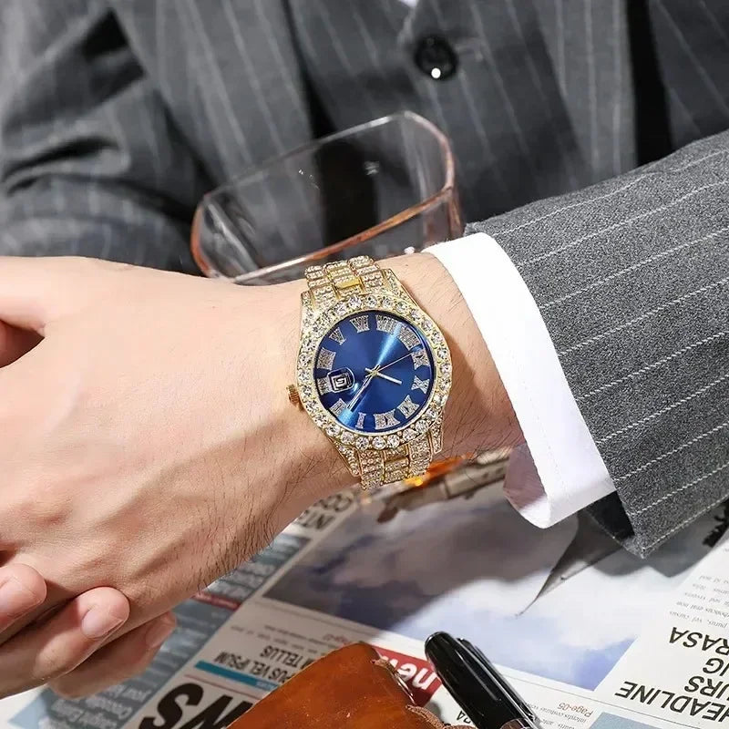 Luxury Men’s Watch – Diamond Style Fashion Wristwatch – Multiple Colors