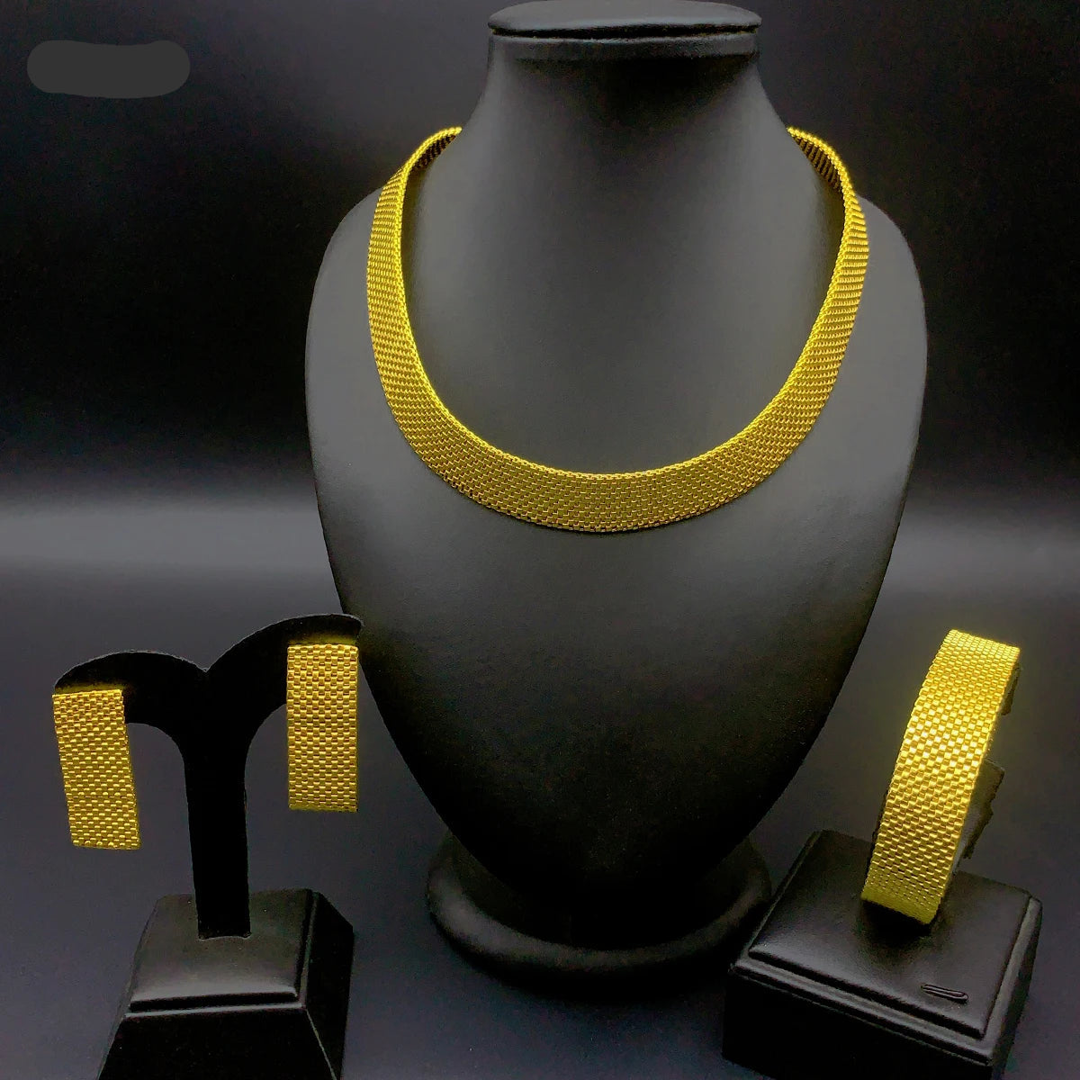 Luxury Gold Statement Necklace & Earrings & Bracelet  Set – For Bridal & Special Occasion