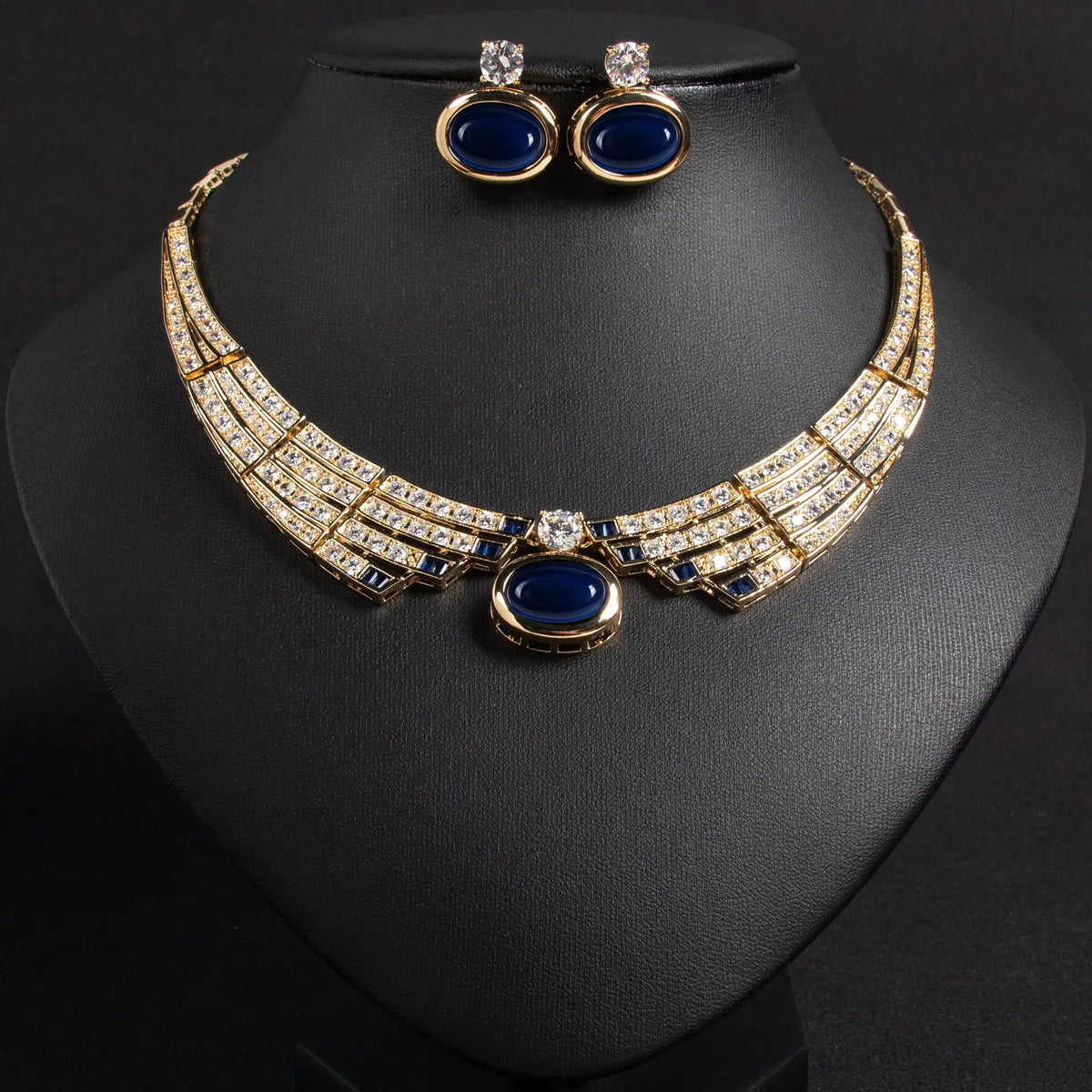 Luxury Bridal Crystal Jewelry Set – Necklace & Earrings – Gold Plated