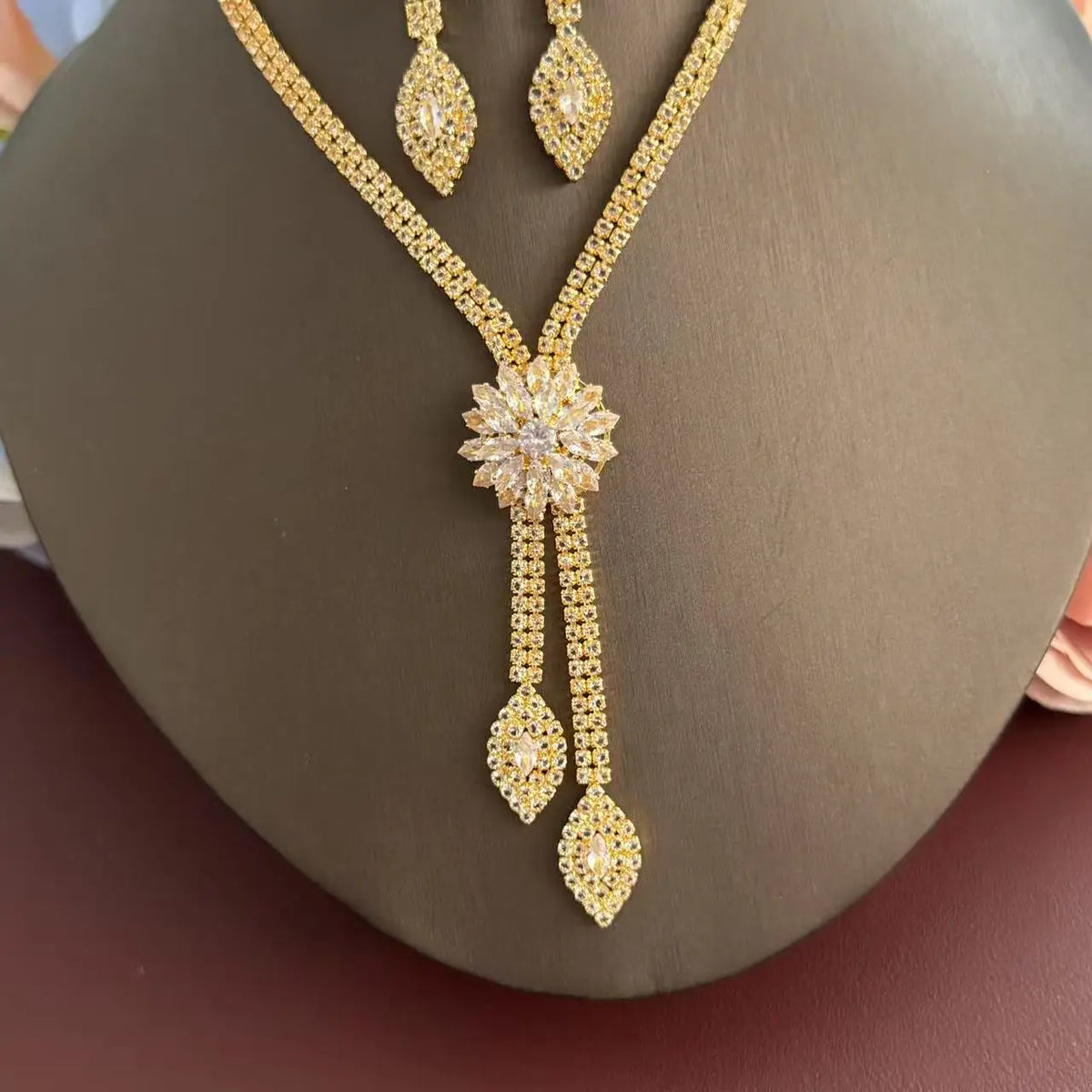 Luxury Drop Earrings – Elegant Gold Necklace & Earrings Set for Women