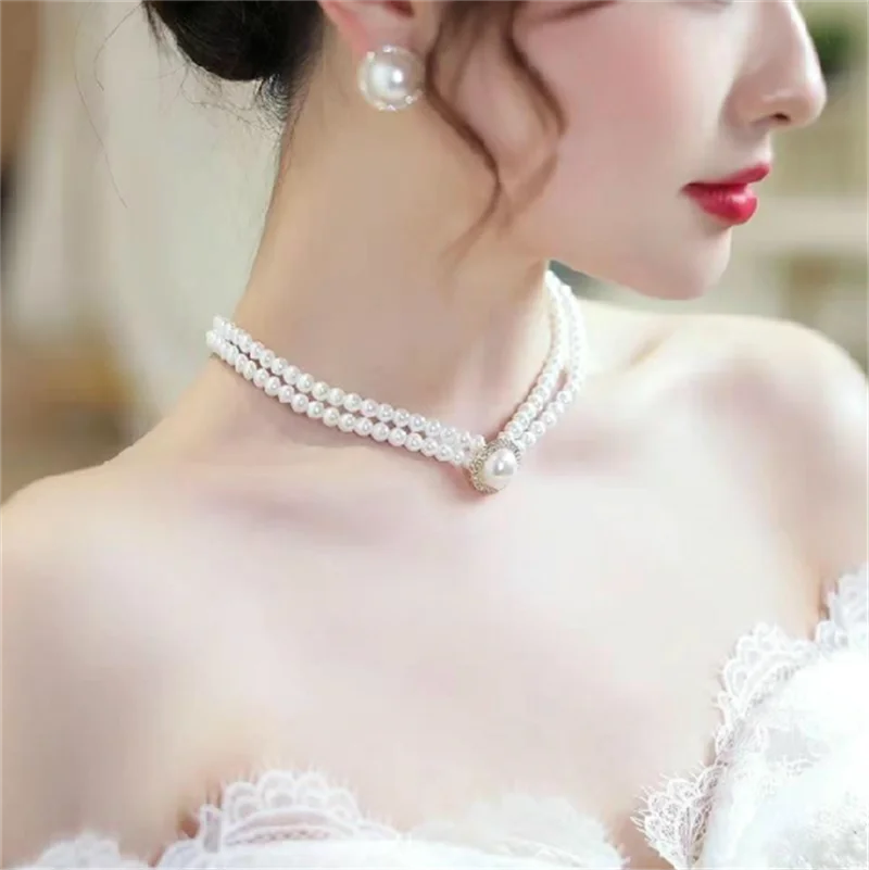 legant White Pearl Bridal Jewelry Set – Necklace, Earrings & Ring