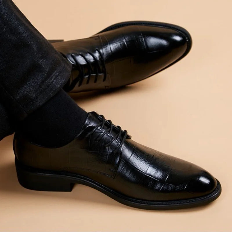 Men’s Black Pointed-Toe Formal Dress Shoes