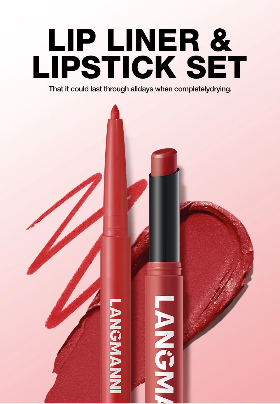 Waterproof Matte Lipstick Set OF2 Integrated waterproof lipliner