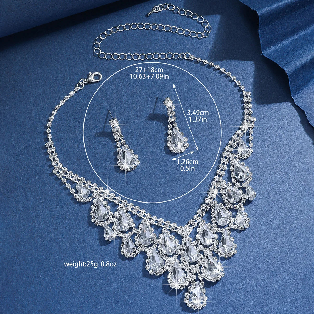 Luxury Water Drop Tassel Necklace & Earrings Set – Bridal Wedding Jewelry