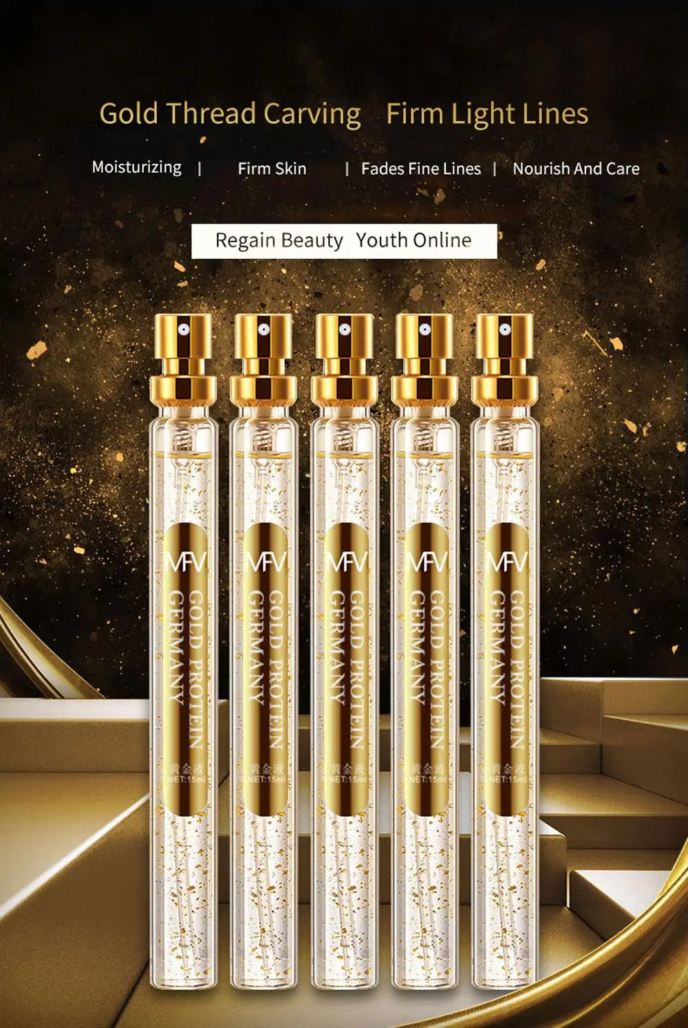 Luxury by Ann Soluble Face Lifting Threads Collagen Facial Essence Protein Peptide Gold Silk