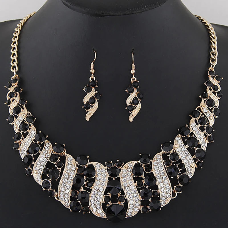 Luxury Crystal Necklace & Earrings Jewelry Set for Women