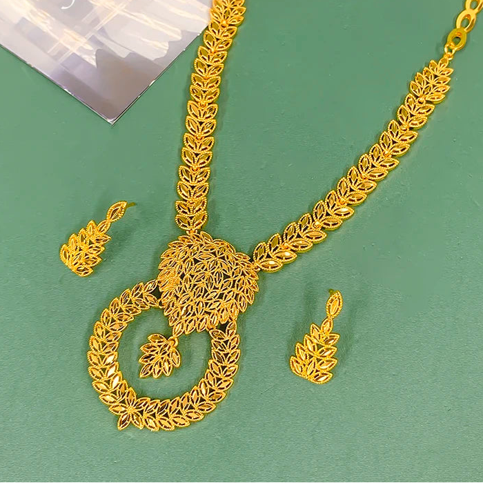 Bohemian Gold-Plated Necklace & Earrings Set