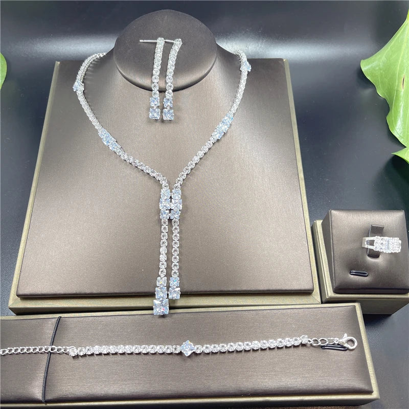 ✨ Luxury Crystal Bridal Jewelry Set – 4 Pieces ✨