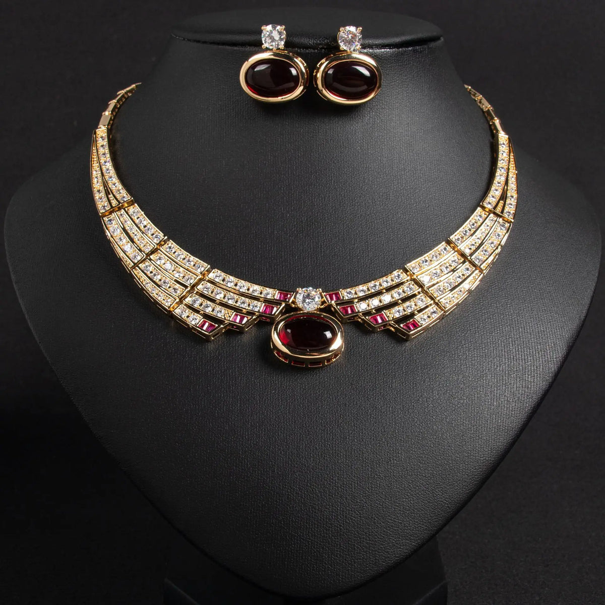 Luxury Bridal Crystal Jewelry Set – Necklace & Earrings – Gold Plated