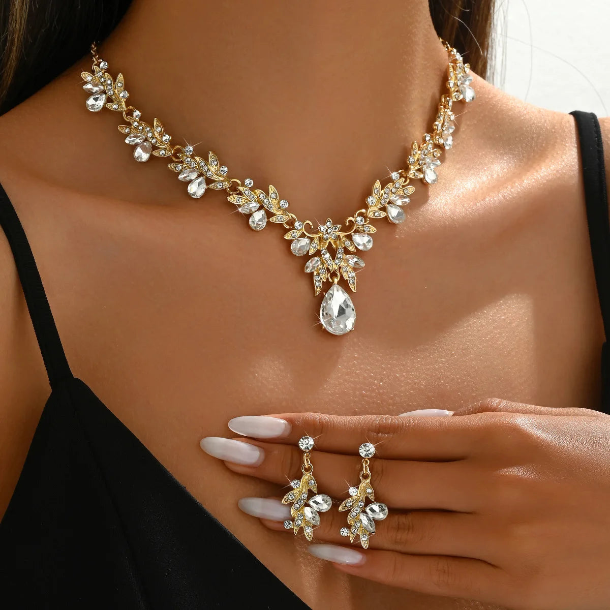 Luxury Crystal Bridal Jewelry Set – Necklace, Earrings, Wedding & Evening Elegance