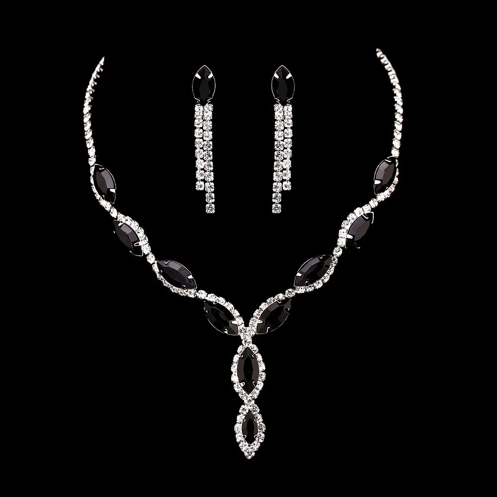 Luxury Pink Crystal Jewelry Set – Necklace & Earrings Bridal Set