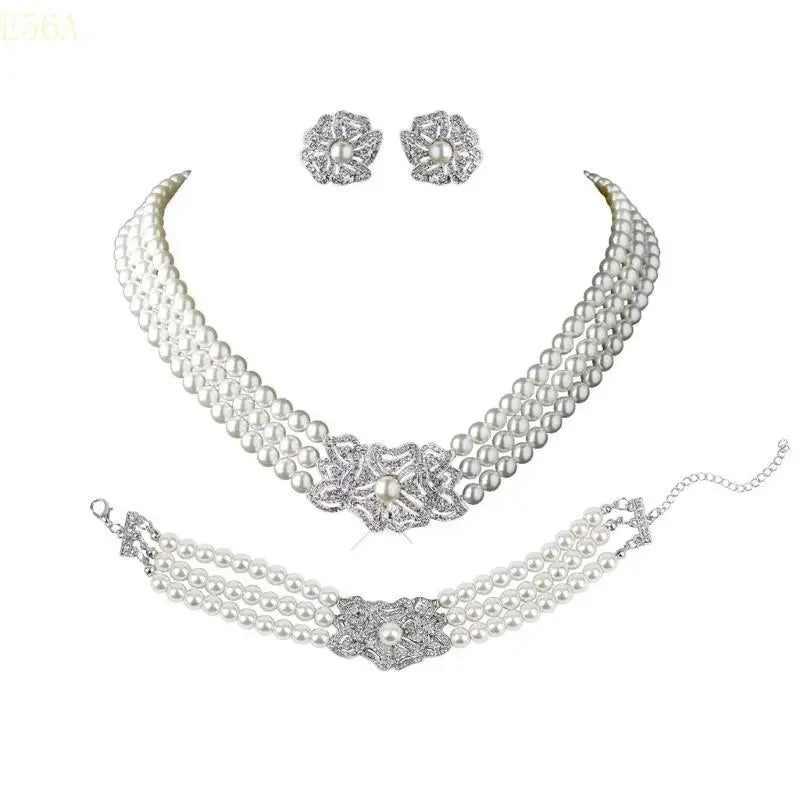 Luxury Pearl & Jewelry Set Necklace, Bracelet & Earrings for Women | Elegan Bridal Gift