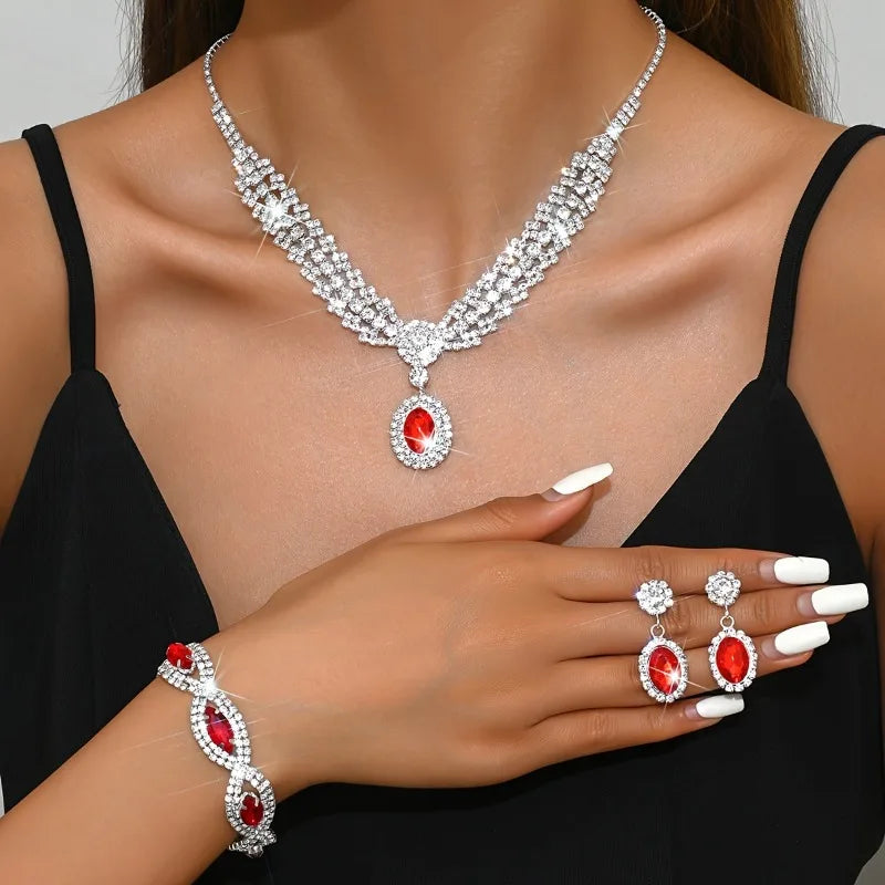 Elegant Bridal Jewelry Set – Crystal Necklace & Earrings