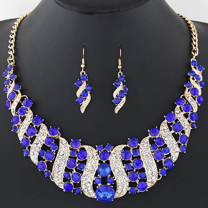 Luxury Crystal Necklace & Earrings Jewelry Set for Women