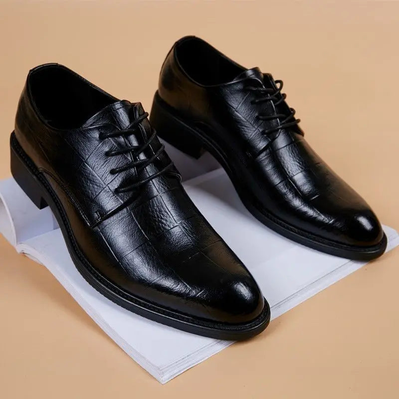 Men’s Black Pointed-Toe Formal Dress Shoes