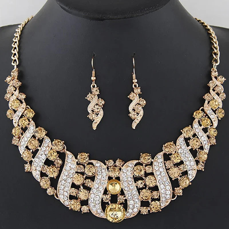 Luxury Crystal Necklace & Earrings Jewelry Set for Women