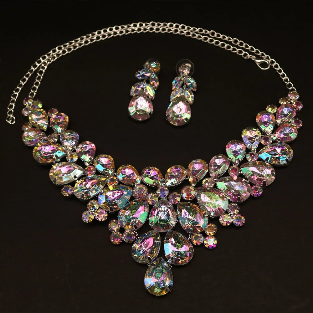 Luxury Teardrop Crystal Necklace & Earring Set – Bridal & Evening Jewelry