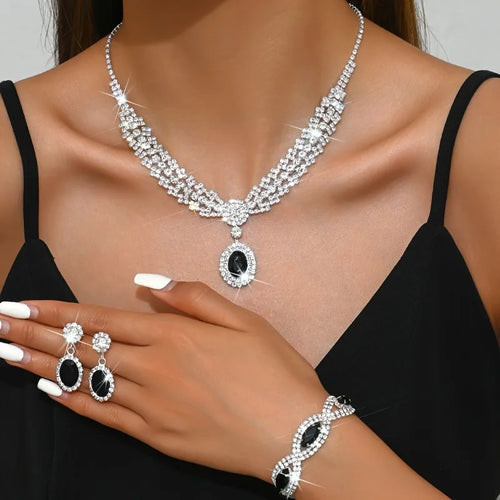 Elegant Bridal Jewelry Set – Crystal Necklace & Earrings