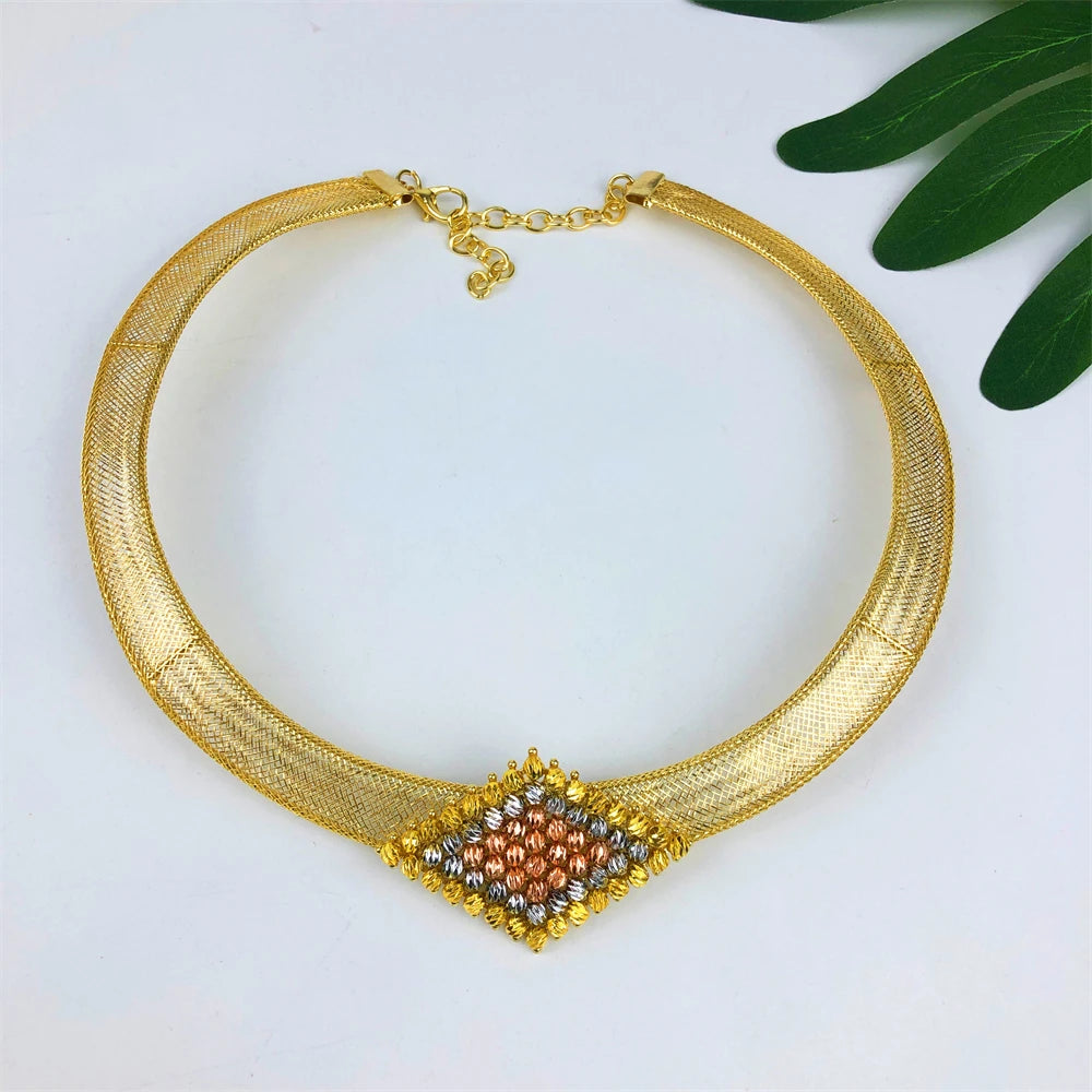 Luxury Gold-Plated Jewelry Set for Women – Necklace, Earrings, Bracelet & Ring