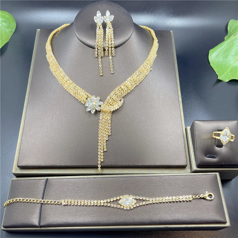 ✨ Luxury Crystal Bridal Jewelry Set – 4 Pieces ✨